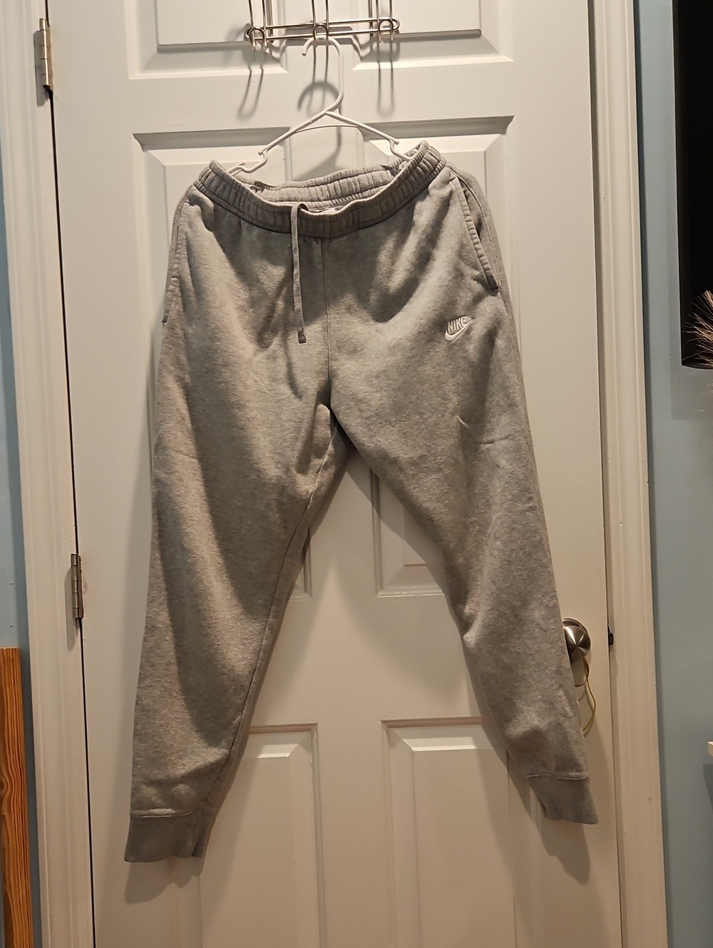 Nike Light Gray Fleece Joggers with Embroidered Swoosh
